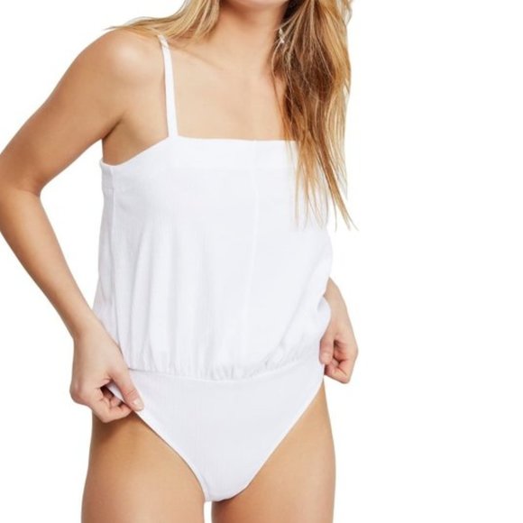 Free People Tops - NWT Free People Marissa White Ribbed Bodysuit Sm